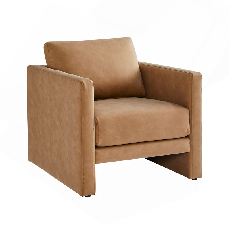Fauteuil en similicuir brun, Marron clair