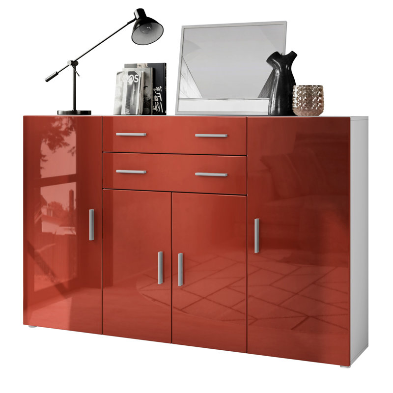 McCammon 166.5cm W 2 - Drawer Chest of Drawers, White/Bordeaux