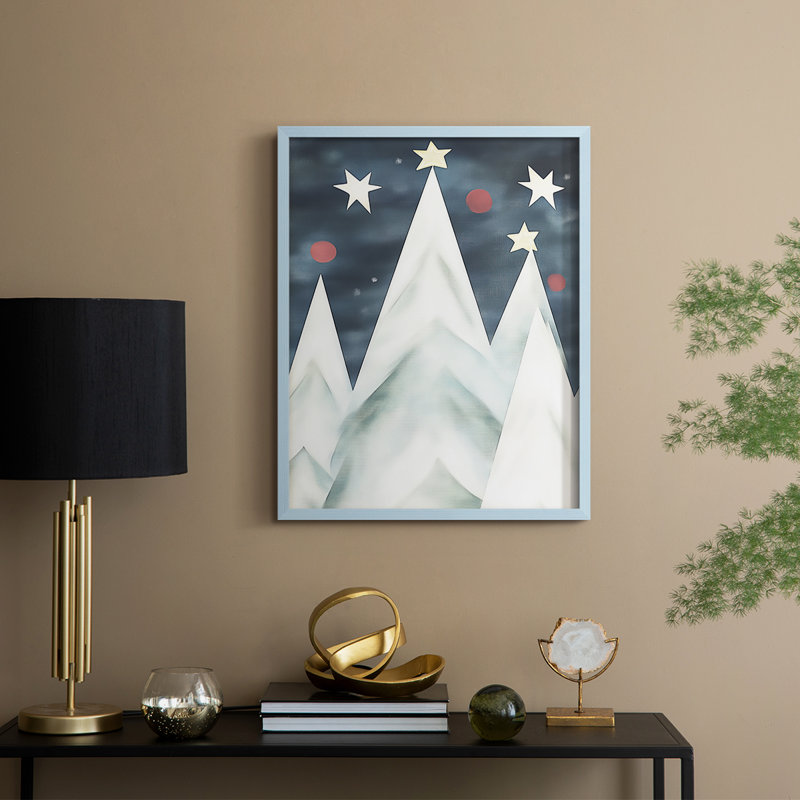 «Christmas Holiday Art DCCCLV III», reproduction d'art encadrée - bois massif, Bleu, H 21 po x l 17 po
