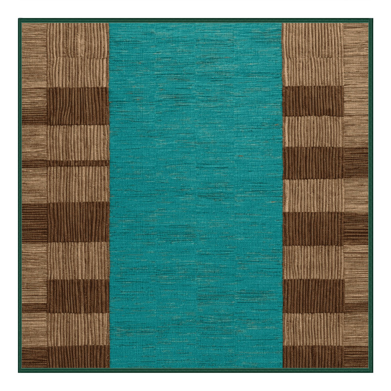 Machine Washable Checkered Green Area Rug, Square 4'