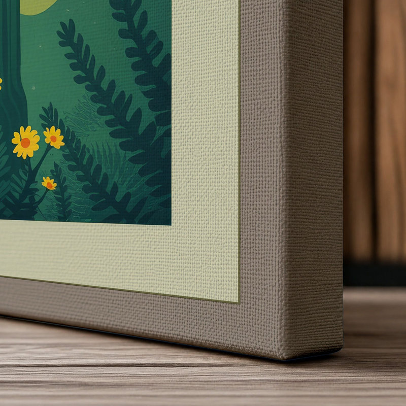 Desert Saguaro at Sunset Botanical - Wrapped Canvas, 36x24 - 91.4 x 61.0 cm, Taupe Border
