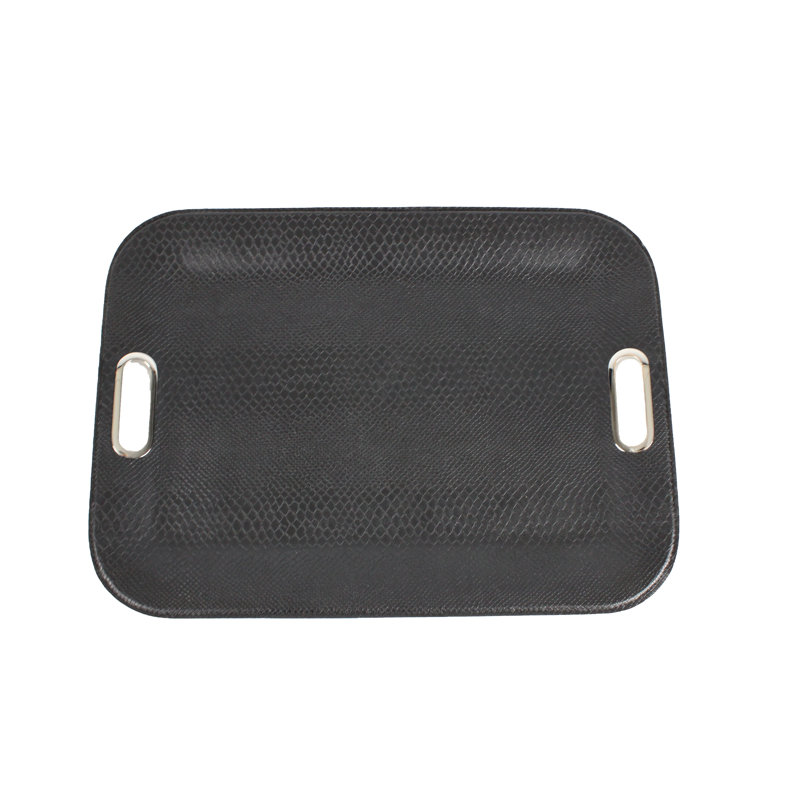Rylan Leather / Faux Leather Tray, Black