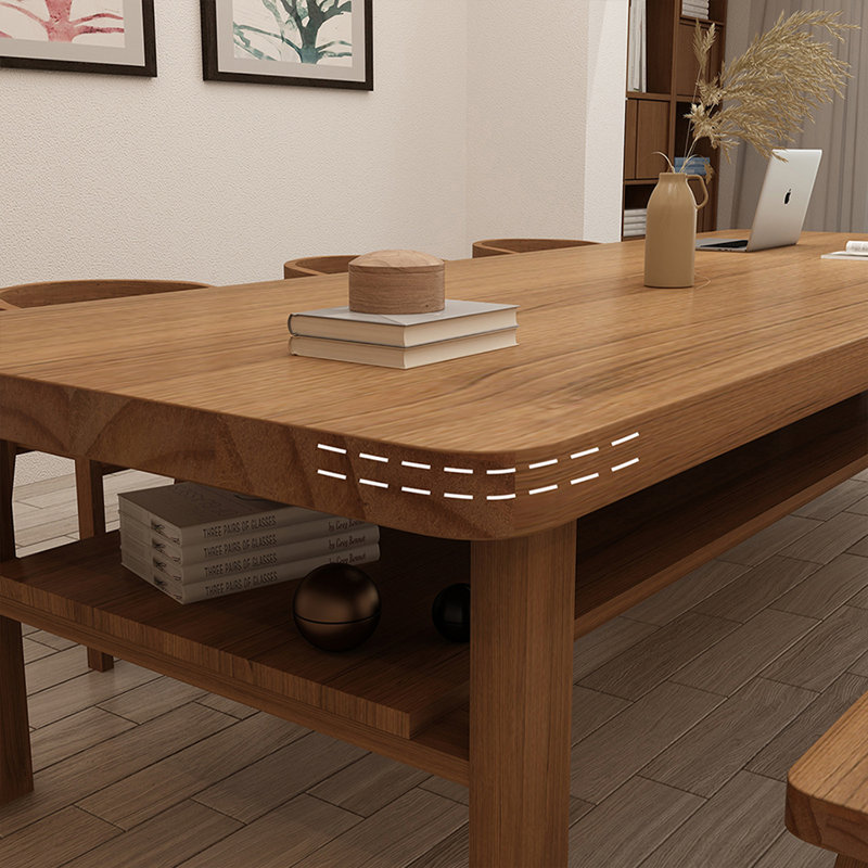Bureau rectangulaire en bois massif Burlywood, H 29,53 po x l 94,49 po x P 39,37 po