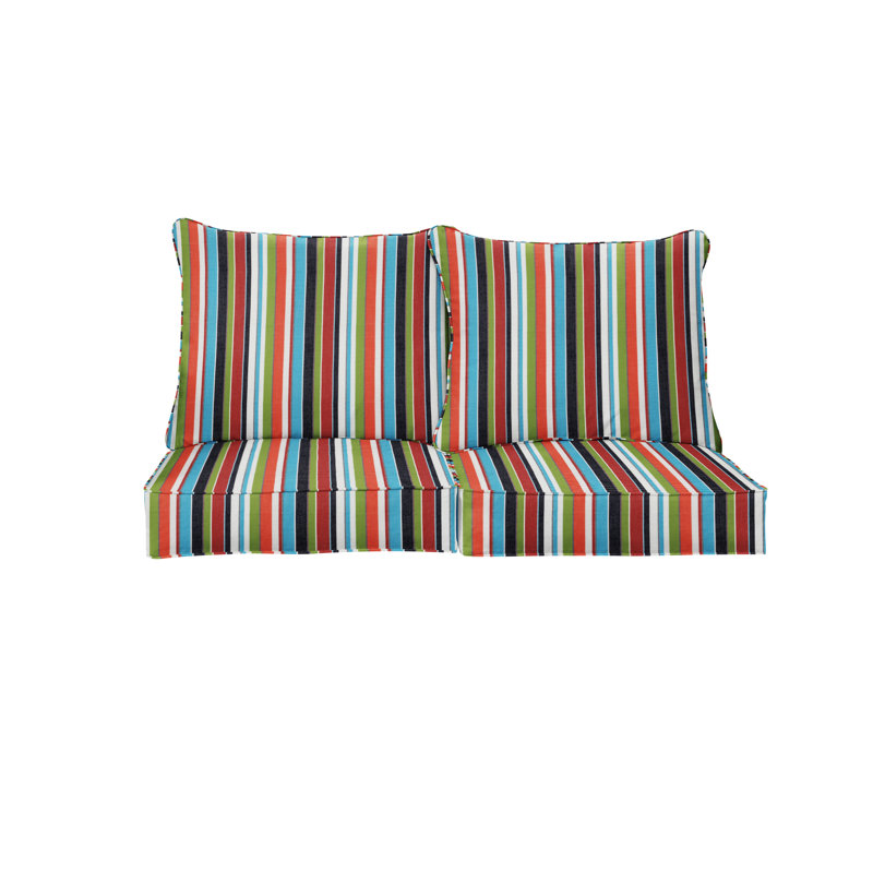 Sunbrella Outdoor Loveseat Pillow and Cushion Set, 23.5 in W x 23 in D x 5 in H, Sunbrella - Carousel Confetti