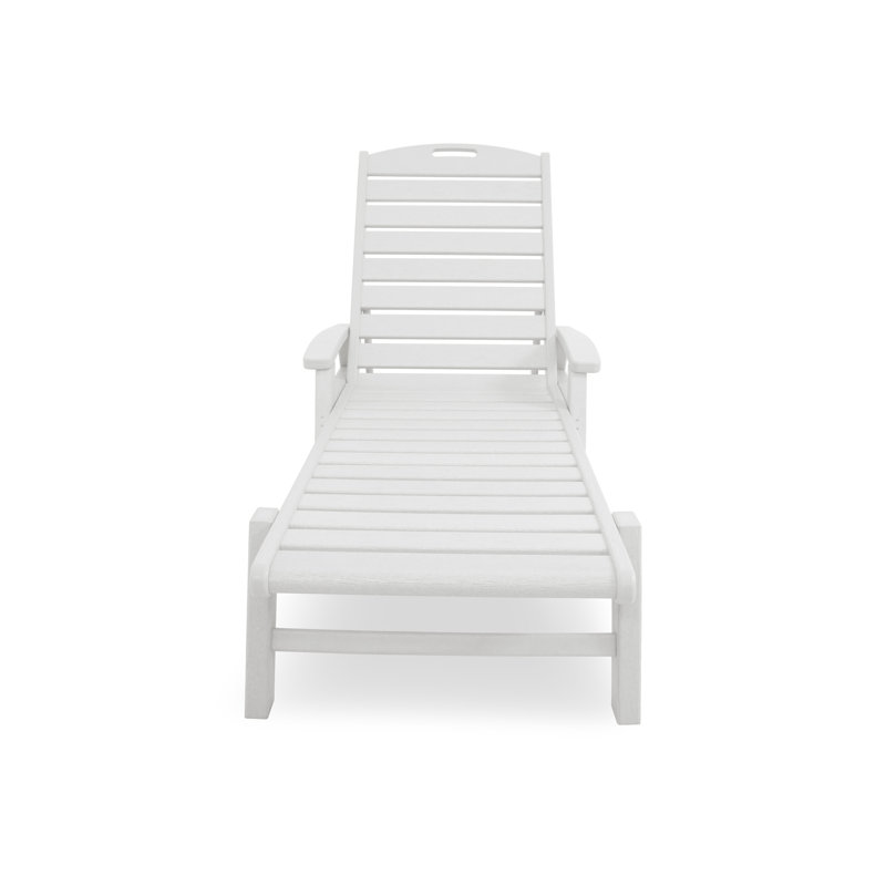 Chaise longue POLYWOOD Yacht Club avec accoudoirs - empilable, Blanc classique