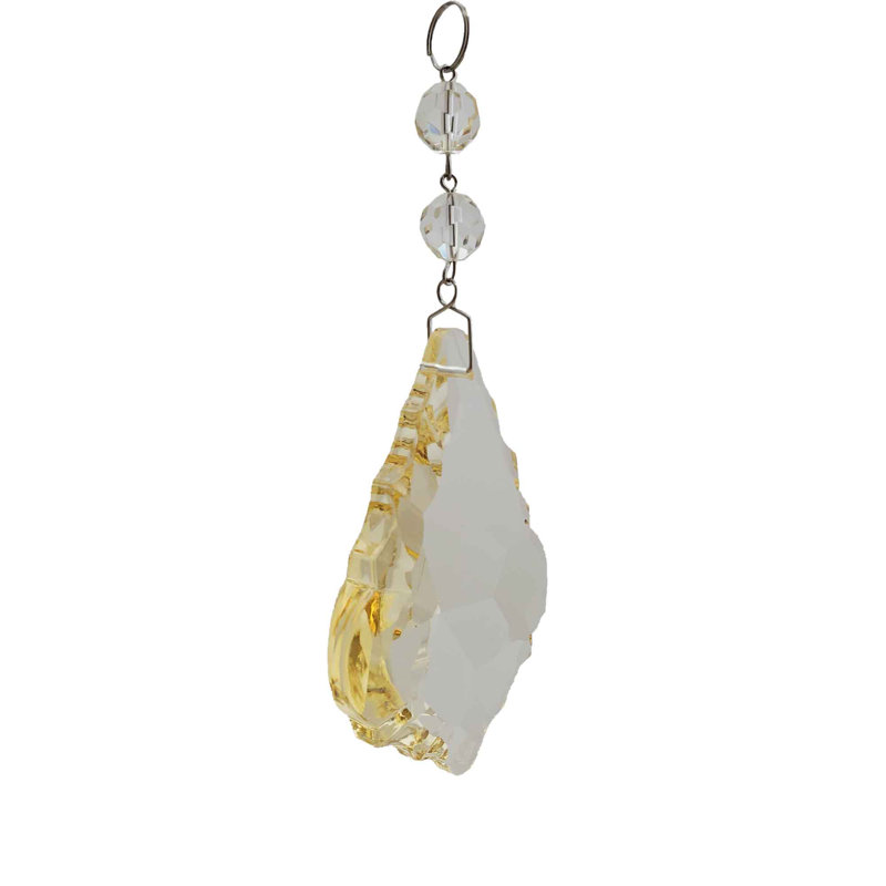 Ornement en forme de feuille de cristal en forme de fleuron, Champagne, H 5,9 po x l 3 po x P 2 po