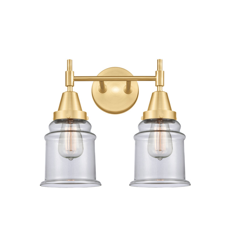 Éclairage pour meuble-lavabo à 2 lumières à intensité variable Gayle, Grainé, Ampoule non incluse, Laiton brossé