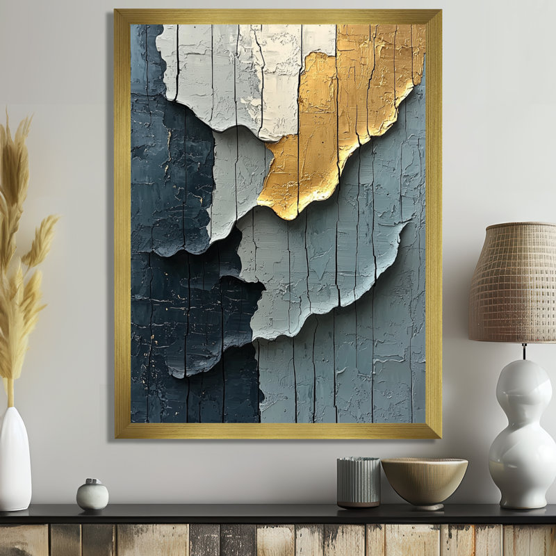 Speights - reproductions d'art mural abstraites, H 32 po x l 24 po, Reproduction encadrée d'une seule photo, Doré