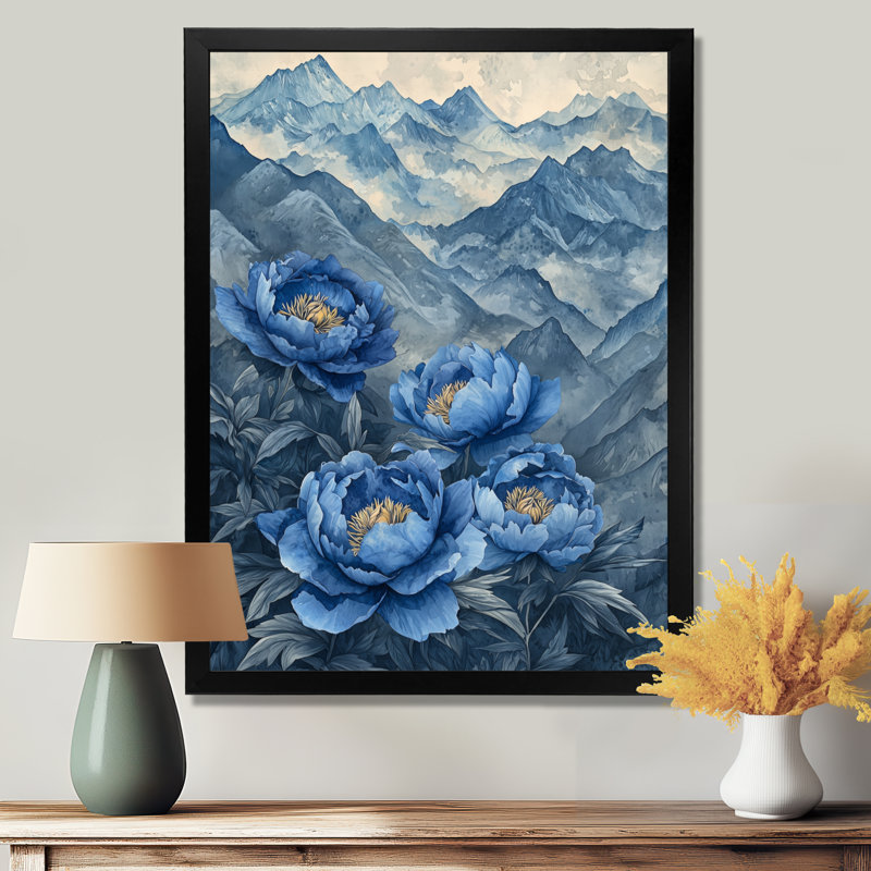 Barrows - Floral Wall Art Prints, H 40 po x l 30 po, Noir, noir, noir, noir, Reproduction encadrée d'une seule photo