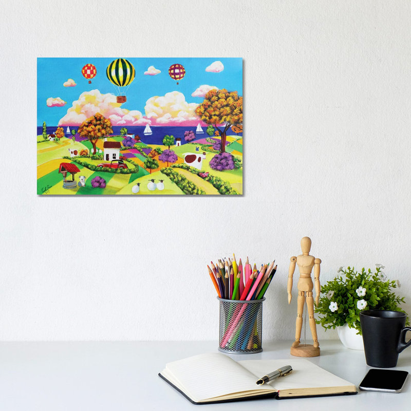 Happy Seaside by Gordon Bruce - Wrapped Canvas Print, 20.32 cm H x 30.48 cm W