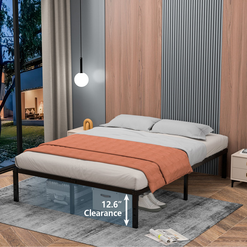 Cadre de lit en métal 14 po sans sommier tapissier Eassy, Roi