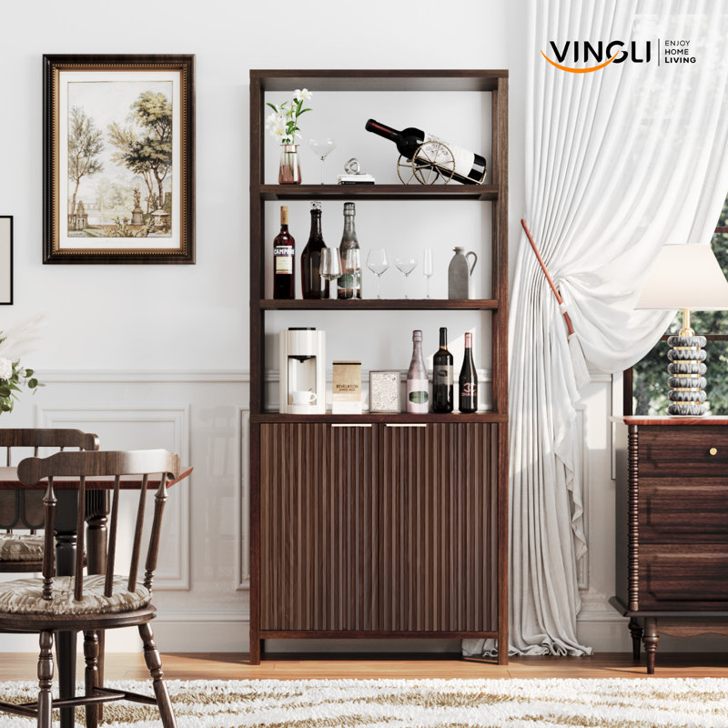 Walnut 2-Door 6-Shelf Display Cabinet, Walnut