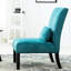 Chaise en tissu de chenille bleu sarcelle avec coussin décoratif pour un look luxueux, abat-jour, pieds en bois massif-525330820
