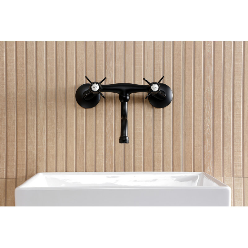 Kingston Brass Essex Two-Handle 2-Hole Wall Mount Bathroom Faucet, Matte Black