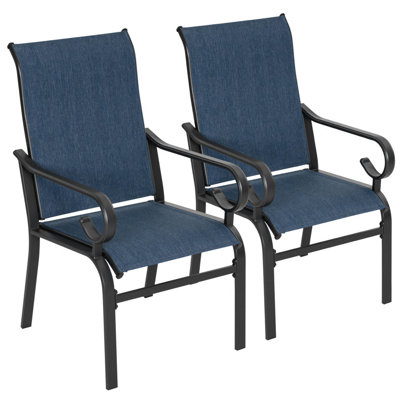 Ensemble de chaises de patio 2 pièces avec dossier haut ergonomique et respirant Textilene