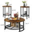 Ensemble de table de salon, de table basse et de table de bout 3 pièces Brinnley, de tables d'appoint industrielles modernes avec tablette de rangement, de 3 tables basses rondes pour la maison d'appartements (ensemble de 3)-1366247986