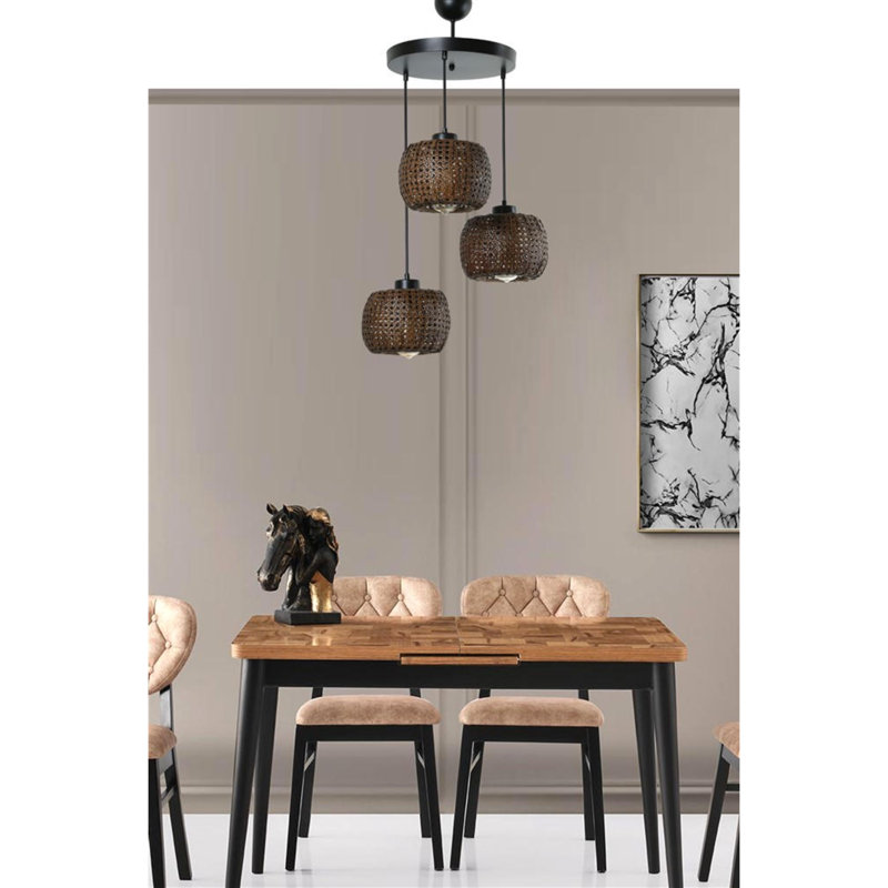 Luminaire suspendu tambour à 4 lumières Montsinger, Bronze, 3