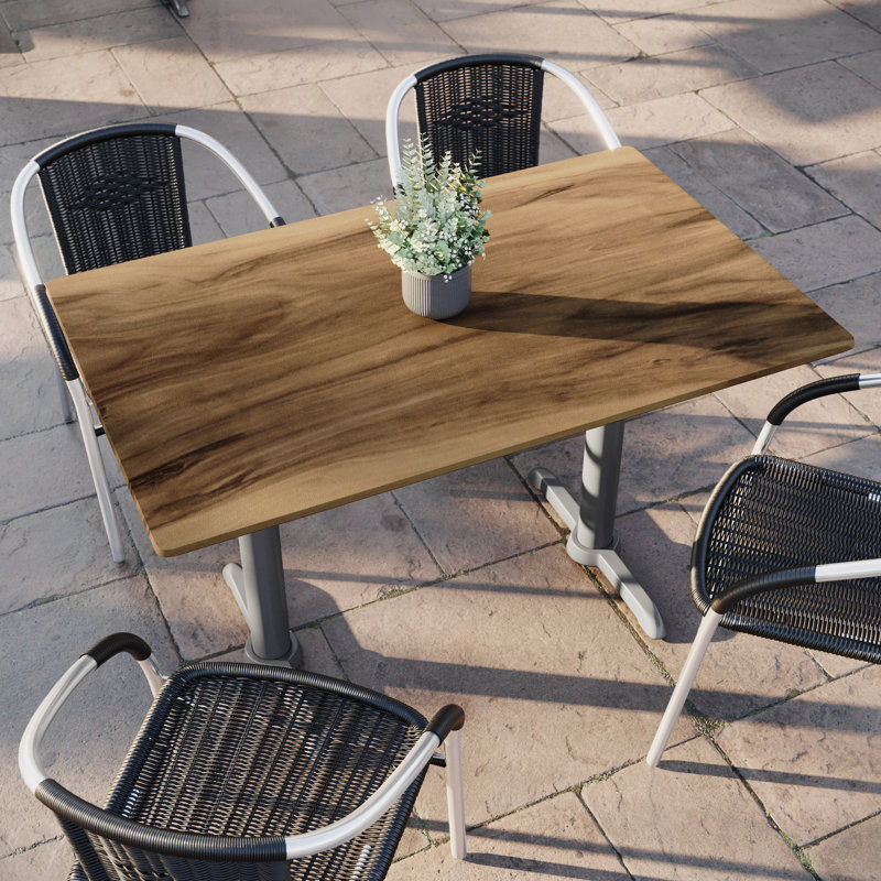 Plateau de table 30 po x 48 po sans soudure toutes saisons avec deux bases en T, Bois naturel