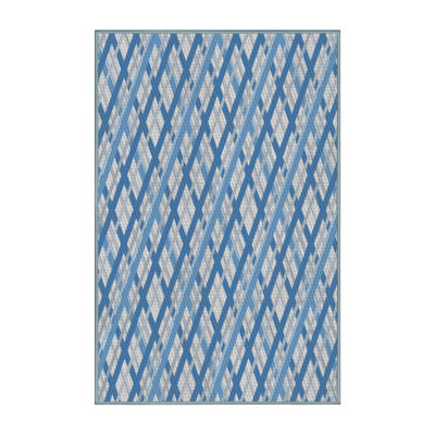 Tapis bleu à motif géométrique Kitson