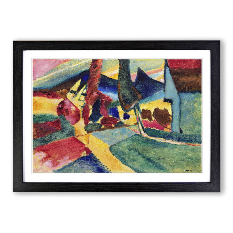 Landscape with Two Poplars by Wassily Kandinsky - Picture Frame Painting, 27cm H x 36cm W x 2cm D, Black Framed
