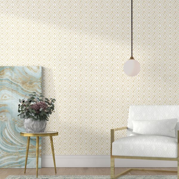 Irvin 33' L x 20.5 W Peel and Stick Wallpaper Roll AllModern Color: Blue/Gold