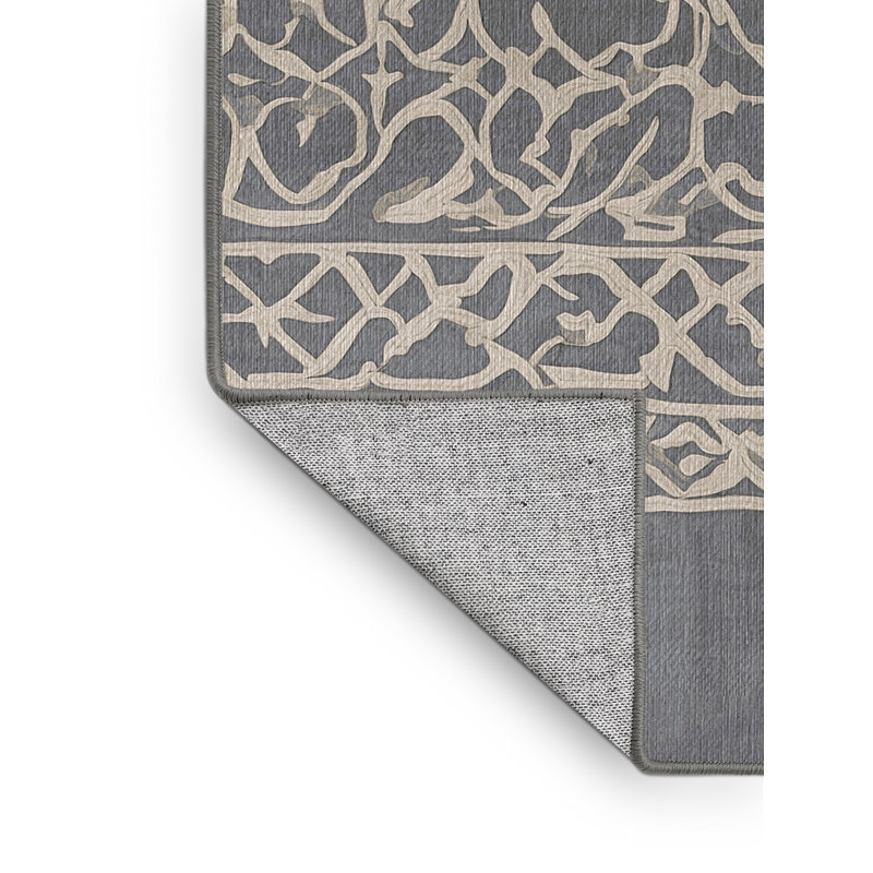 Machine Washable Gray Area Rug, Square 8'