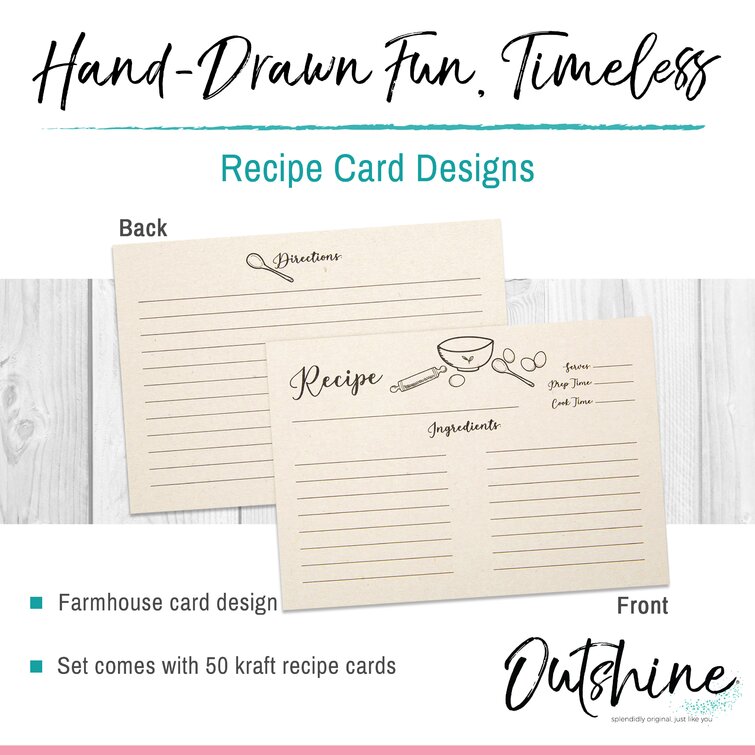 Outshine Co Premium Kraft Recipe Card Dividers 4x6 With Tabs (set