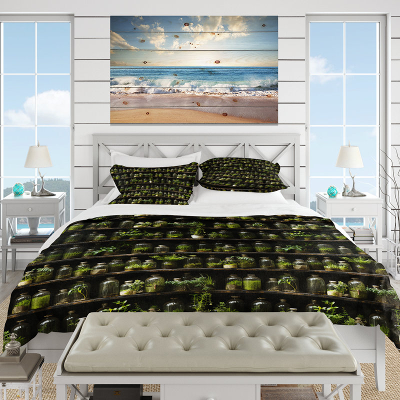 Industrial Greenery Botanical Pattern - Ensemble de housse de couette botanique