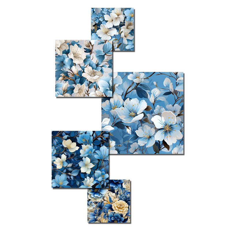 Liesse - Ensemble de 5 décorations murales florales