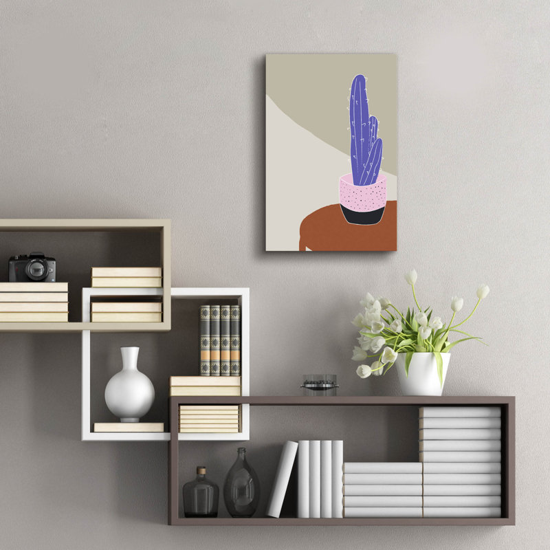 «Cactus On A Pot Hot and Cold Trend» par Sabrina Balbuena, art mural en verre acrylique, H 24 po x l 16 po