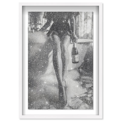 Bubbly Midnight Shadowbox Fashion Print by Oliver Gal, Black Frame, 10 x 15
