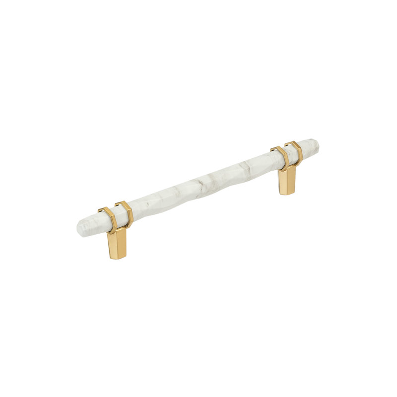Poignée barre Carrione, Marbre blanc / bronze champagne, 10 1/16"