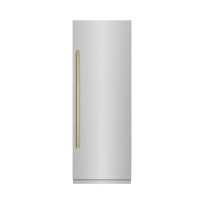 ZLINE Autograph Edition 30 in. 16.7 cu. ft. Column Refrigerator in Satin Stainless Steel with Graphite Grey Interior