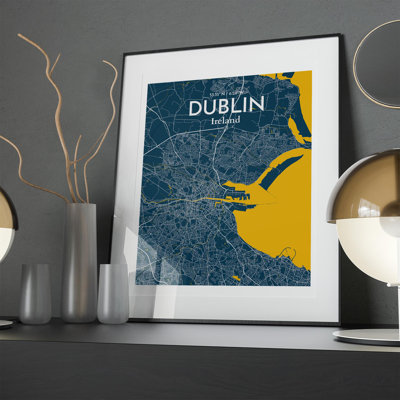 Dublin City Map In Amuse - No Frame Print