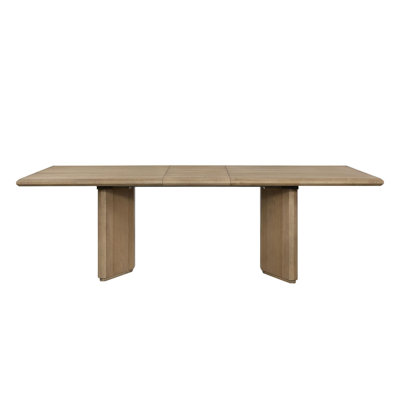 Table de salle à manger rectangulaire extensible de 203 cm (80 po), 203 cm (80 po) L x 107 cm (42 po) l x 76 cm (30 po) H, bois massif et MDF, 1 ensemble (2 boîtes), couleur blé, placage en chêne blanc américain
