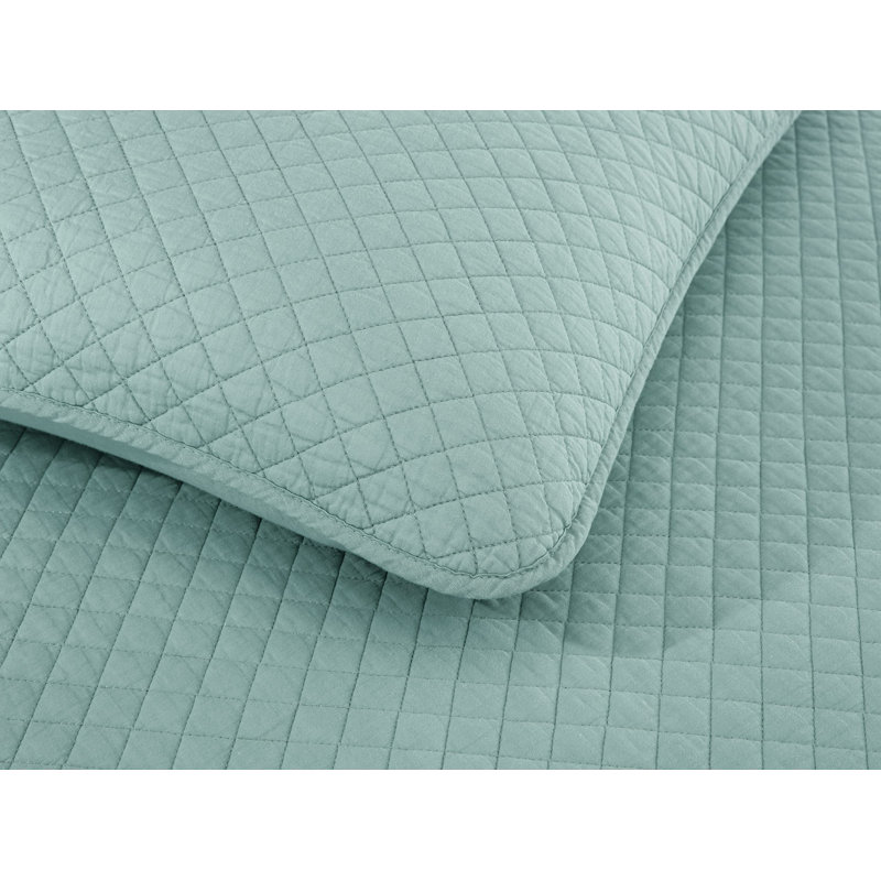 Solid Color Cotton Quilt Cotton Quilt, Queen Quilt + 2 Standard Shams, Light Gray