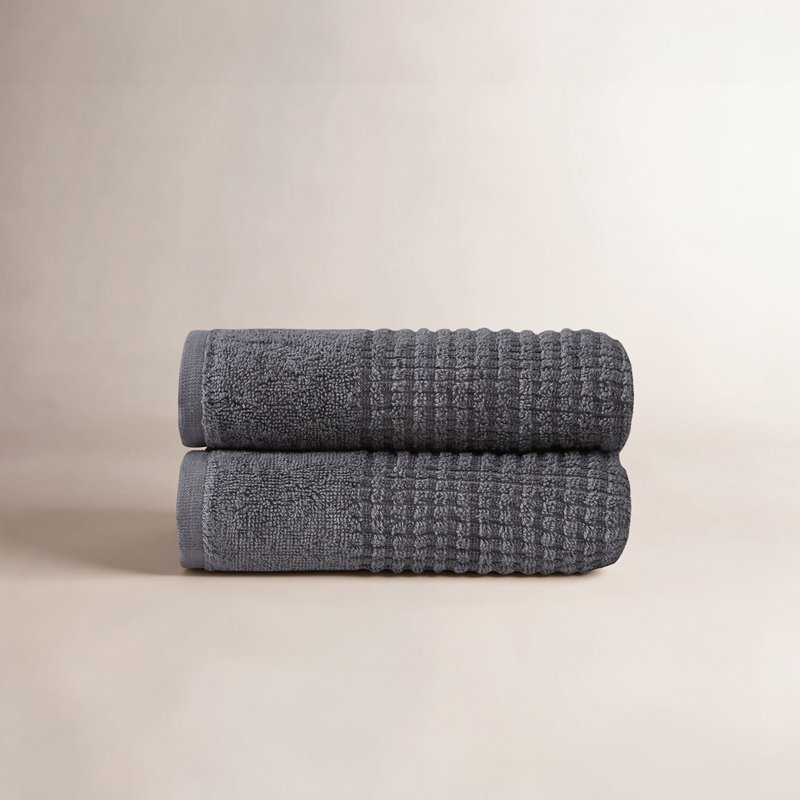 Earline Turkish Cotton Hand Towel Set, Gray