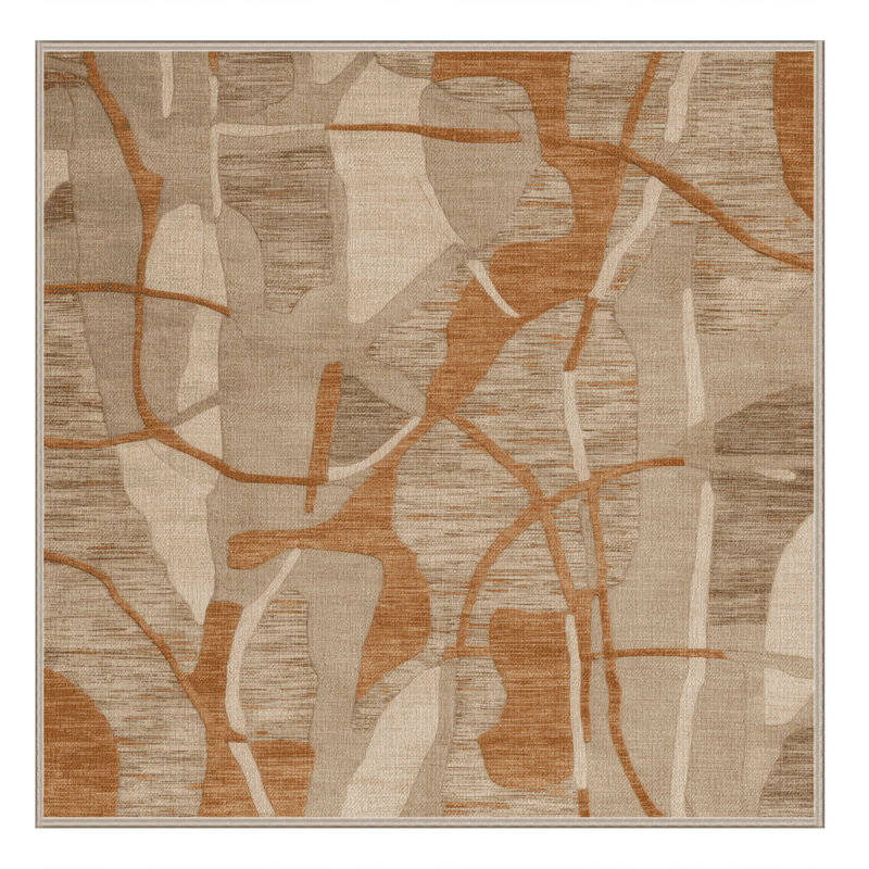 Machine Washable Abstract Brown Area Rug, Square 5'