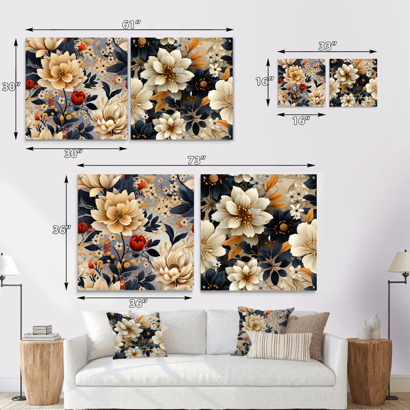 Olathe - Ensemble de 2 art mural en verre acrylique, H 36 po x l 73 po