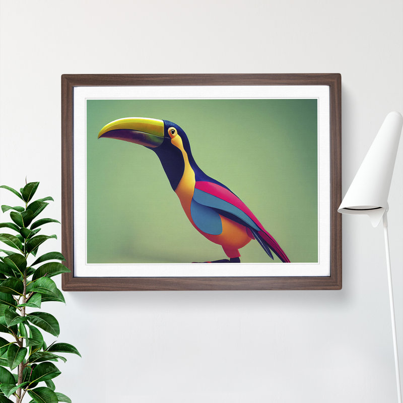 Head Turning Toucan Bird - Single Picture Frame Print, 34cm H x 46cm W, Brown