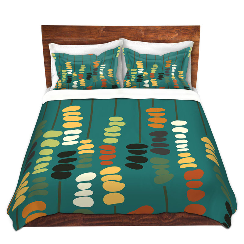 Ensemble de housse de couette pour les bâtons et les pierres, 1 housse simple + 1 taie standard, Bleu / Noir / Jaune