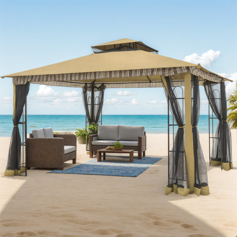 13 pi. L 11 pi. X P 11 pi. D Patio en acier, Beige