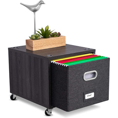 Decorative Storage Shelf w/Removable Bins, Handles, and Wheels – Organize Files