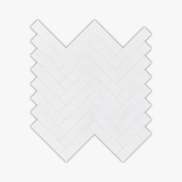 Thassos White Honed 1x4 Herringbone Marble Mosaic
