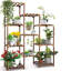 Support à plante en bois de style brun 34 pouces
