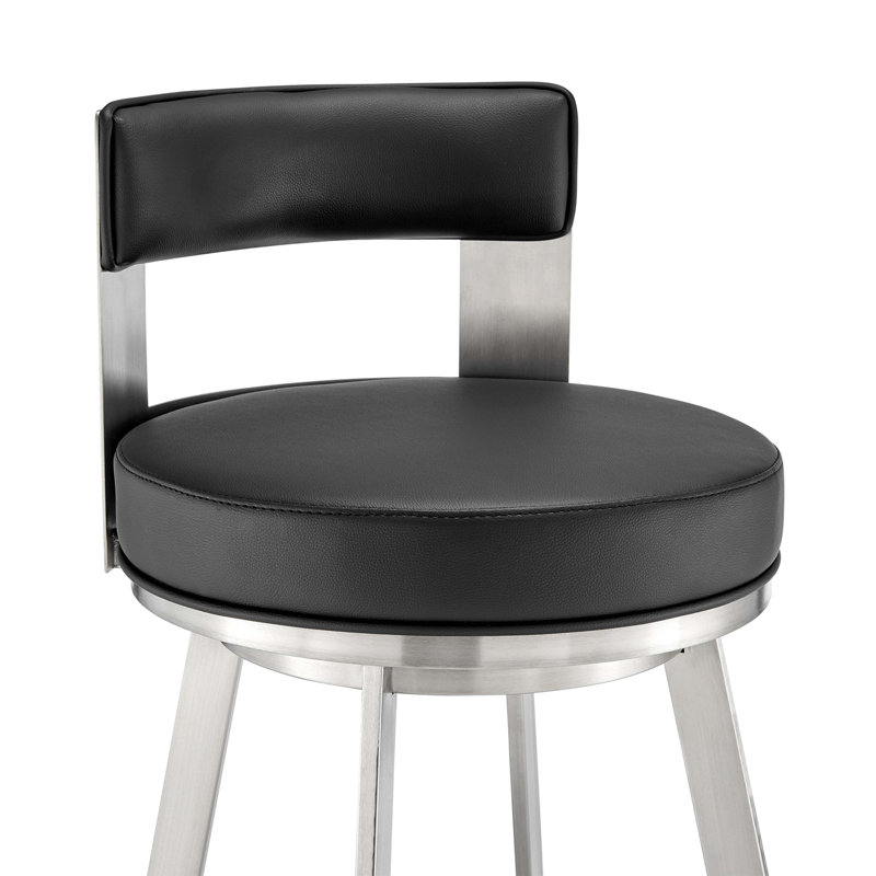 Tabouret tournant 30 "en métal avec similicuir, Silver/Black
