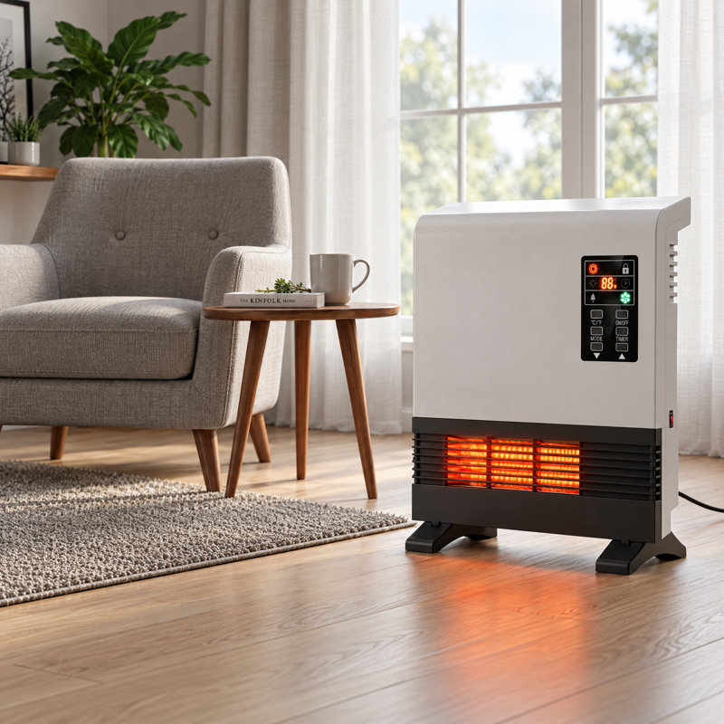 Airo Comfort 1500-Watt Wall Mounted or Floor Portable Space Heater Infrared Quartz, Timer, Thermostat, Overheat Protection, ETL certificate