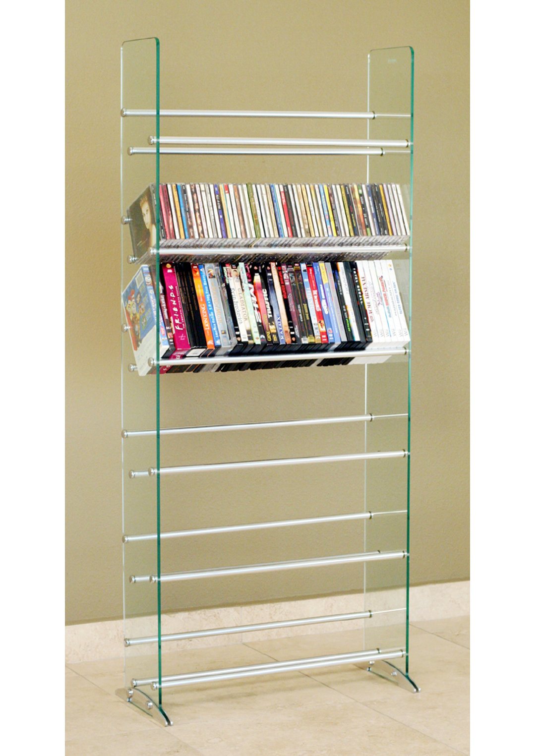Symple Stuff Glass DVD/CD Rack for Storage 336 CDs 234 DVDs & Reviews ...