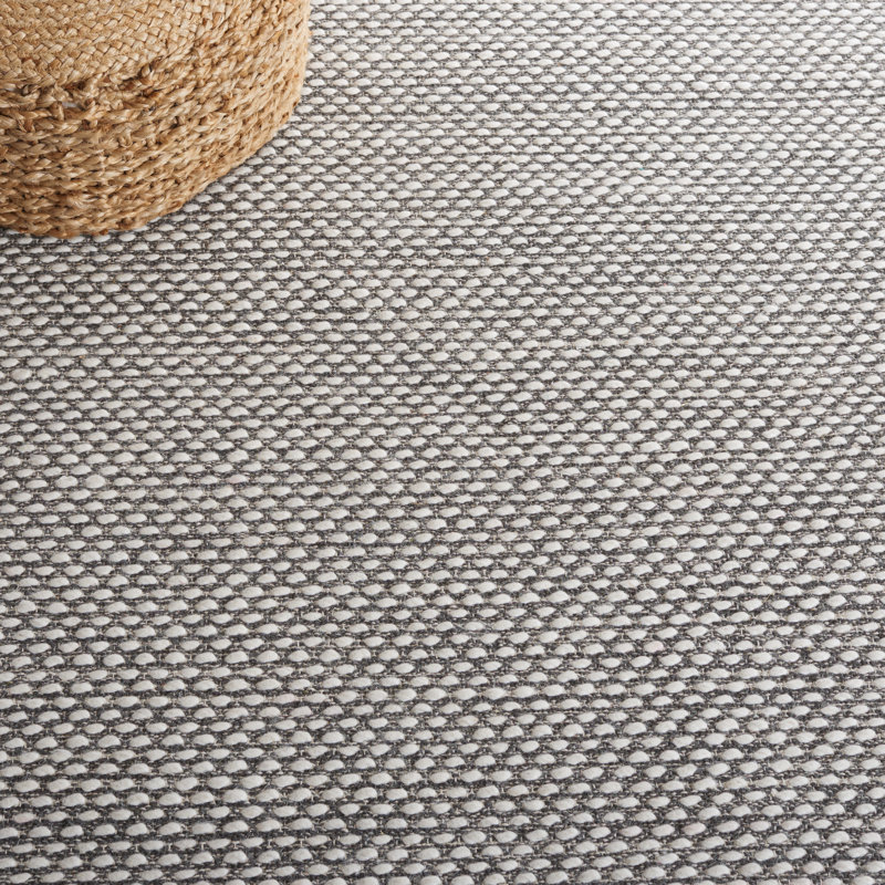 Tapis gris en laine / coton à tissage plat Cacilia, Rectangle 4pi x 6 pi