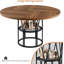 Table de salle à manger industrielle moderne, ronde de 119 cm (47 po), pour 4 à 6 personnes, gain de place grâce à sa tablette de rangement intégrée. Structure métallique robuste. Parfait pour la cuisine, la salle à manger, un appartement ou un bureau. Couleur : marron.-1338836366